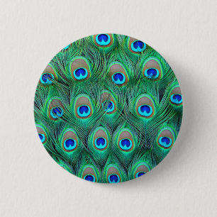 Badge Rond 5 Cm Plumes de paon