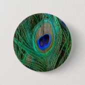Badge Rond 5 Cm Plumes de paon bleu indien (Devant)