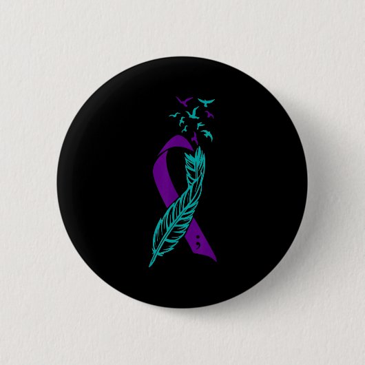 Badge Rond 5 Cm Plumes Prévention Suicide Sensibilisation Vous Pur (Devant)