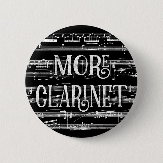 Badge Rond 5 Cm Plus Clarinet Chalkboard - Black White Music (Devant)