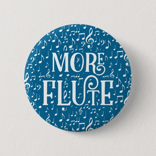Badge Rond 5 Cm Plus de flute - Musique Bleue Blanc (Devant)