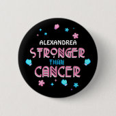 Badge Rond 5 Cm Plus fort que le cancer | Cancer Survivor Custom (Devant)