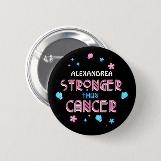 Badge Rond 5 Cm Plus fort que le cancer | Cancer Survivor Custom (Devant & derrière)