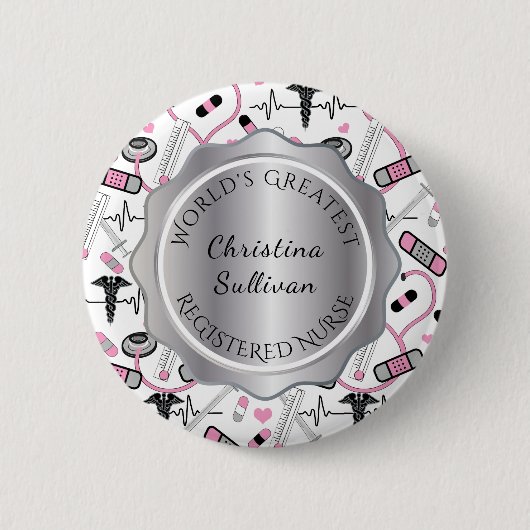 Badge Rond 5 Cm Plus grand docteur du monde / infirmière (Devant)