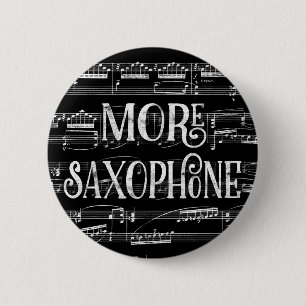Badge Rond 5 Cm Plus Saxophone Chalkboard - Black White Music
