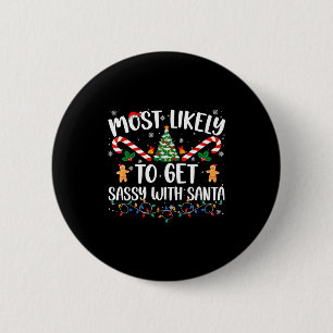 Badge Rond 5 Cm Plus susceptible d'avoir Sy avec le Père Noël Funn