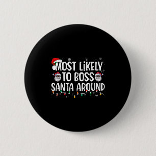 Badge Rond 5 Cm Plus susceptible de diriger le Père Noël Funny Xma
