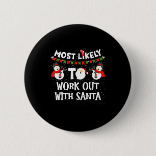 Badge Rond 5 Cm Plus susceptible de faire de l'exercice avec Santa