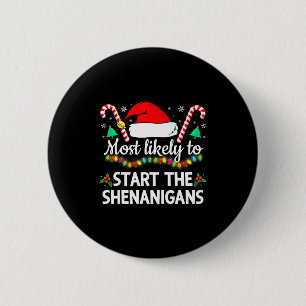 Badge Rond 5 Cm Plus susceptible de faire des bêtises M Noël drôle