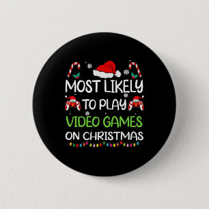 Badge Rond 5 Cm Plus susceptible de jouer aux jeux vidéo de Noël F