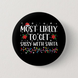 Badge Rond 5 Cm Plus susceptible de tenir tête au Père Noël Noël d
