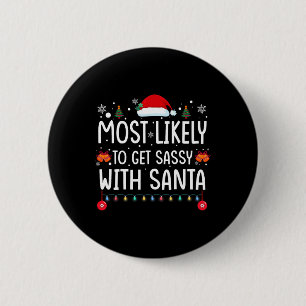 Badge Rond 5 Cm Plus susceptible d'obtenir Sy avec Santa Fun Famil
