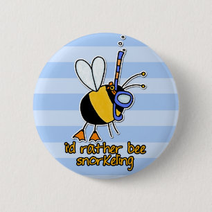 Badge Rond 5 Cm plutôt abeille naviguant au schnorchel