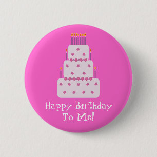 Badge Rond 5 Cm Plutôt Personnalisable Anniversaire Gâteau rose