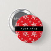 Badge Rond 5 Cm Pneus blancs, Rouge, Votre nom, Personnaliser (Devant & derrière)