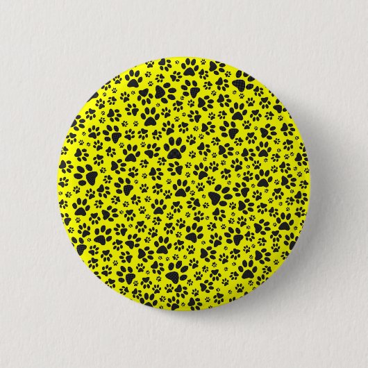Badge Rond 5 Cm Poches de chien noir et blanc Pointe Polka sur jau (Devant)