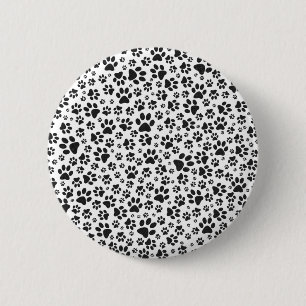 Badge Rond 5 Cm Poches de chien noir et blanc Poka Dot