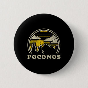 Badge Rond 5 Cm Poconos Pennsylvanie Pa T Shirt Vintage Randonnée