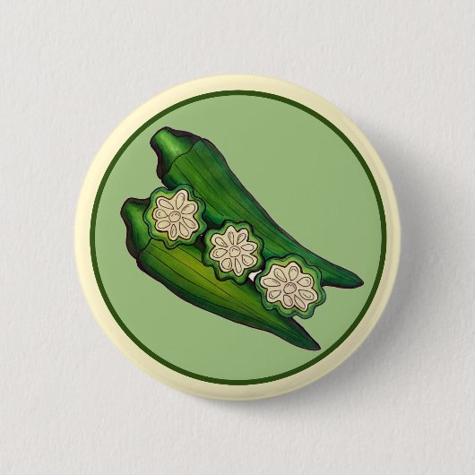 Badge Rond 5 Cm Pods Okra Veggie Veggie Gumbo Southern Food (Devant)