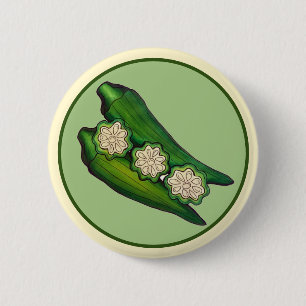 Badge Rond 5 Cm Pods Okra Veggie Veggie Gumbo Southern Food