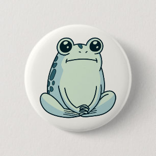 Badge Rond 5 Cm Poêle, Refroidissement, Grenouille à Méditer Zen