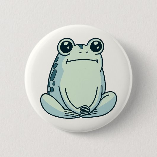 Badge Rond 5 Cm Poêle, Refroidissement, Grenouille à Méditer Zen (Devant)