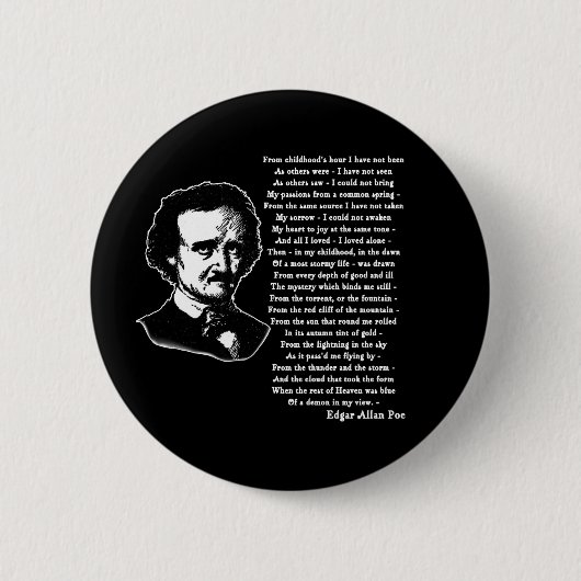 Badge Rond 5 Cm Poème d'Edgar Allan Poe SEUL (Devant)
