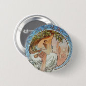 Badge Rond 5 Cm Poésie, Mucha (Devant & derrière)