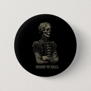 Badge Rond 5 Cm Poésie Squelette Poète En Attente Armoiries pliées