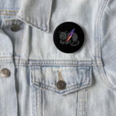 Badge Rond 5 Cm Poète Chat Noir (En situation)
