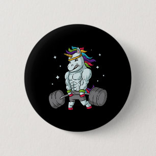 Badge Rond 5 Cm Poids Unicorn - Funny Deadlift Et Gym Gif
