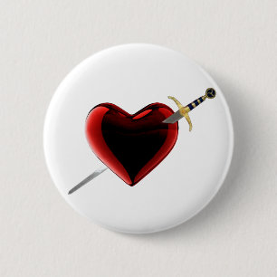Badge Rond 5 Cm Poignée Dans Le Bouton Coeur