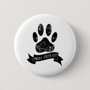 Badge Rond 5 Cm Poignée de chien détendue avec ruban