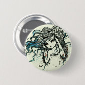 Badge Rond 5 Cm Poinçon d'imaginaire musical de fée de fille (Devant & derrière)