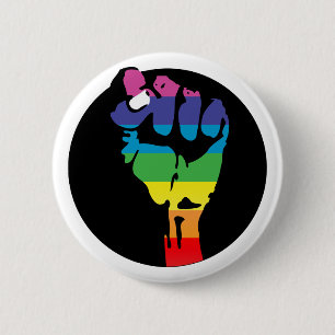 Badge Rond 5 Cm poing arc-en-ciel