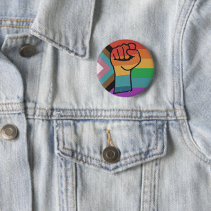 Badge Rond 5 Cm Poing de la Fierté LGBTQ+ Rétro