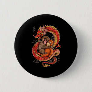 Badge Rond 5 Cm Poing singe esthétique japonais dragon tokyo