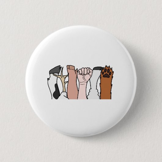 Badge Rond 5 Cm Poings animaux d'égalité (Devant)