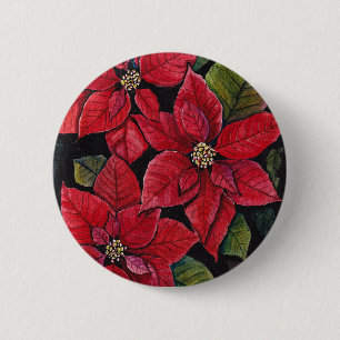 Badge Rond 5 Cm Poinsététie Vibrante En Aquarelle