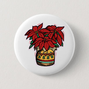 Badge Rond 5 Cm Poinsettia