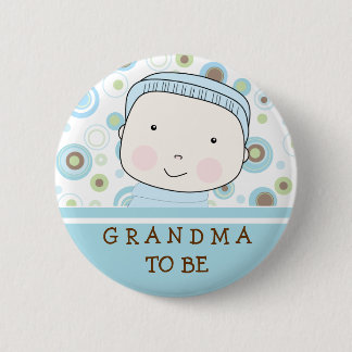 Badge Rond 5 Cm Point de polka bleu - "grand-maman à être" Pin