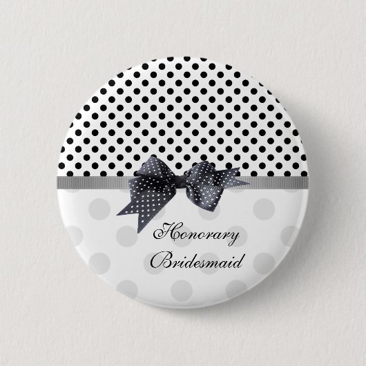 Badge Rond 5 Cm Point de polka noir et blanc épousant Bridesm (Devant)