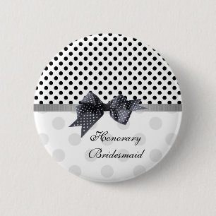Badge Rond 5 Cm Point de polka noir et blanc épousant Bridesm