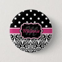 Point de Polka noir rose chaud
