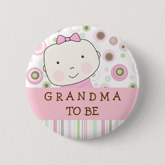 Badge Rond 5 Cm Point de polka rose - "grand-maman à être" Pin