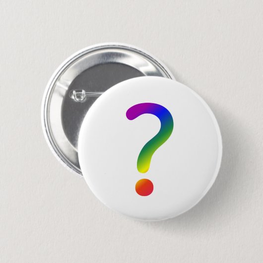 Badge Rond 5 Cm Point d'interrogation arc-en-ciel (Devant & derrière)