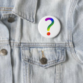 Badge Rond 5 Cm Point d'interrogation Rainbow (En situation)