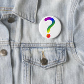 Badge Rond 5 Cm Point d'interrogation Rainbow (En situation)