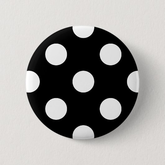Badge Rond 5 Cm Point Polka blanc sur Motif noir (Devant)