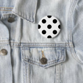 Badge Rond 5 Cm Point Polka noir et blanc (En situation)